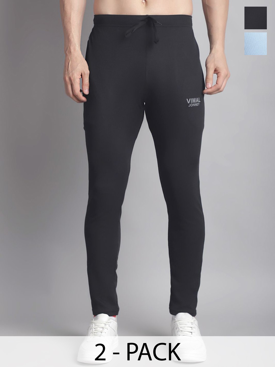 

MACK JONNEY Pack Of 2 Men Rapid-Dry Track Pants BOX_D10_BLK_LBLUE_02, Black