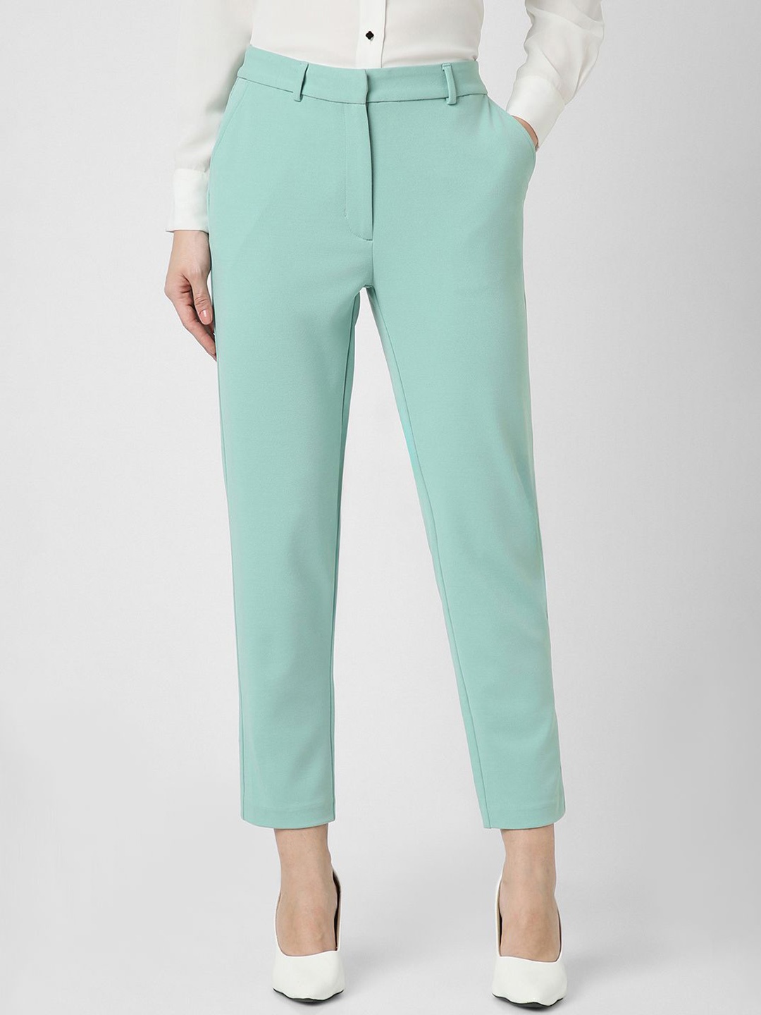 

Van Heusen Woman Women Regular Fit Mid-Rise Flat-Front Trousers, Green