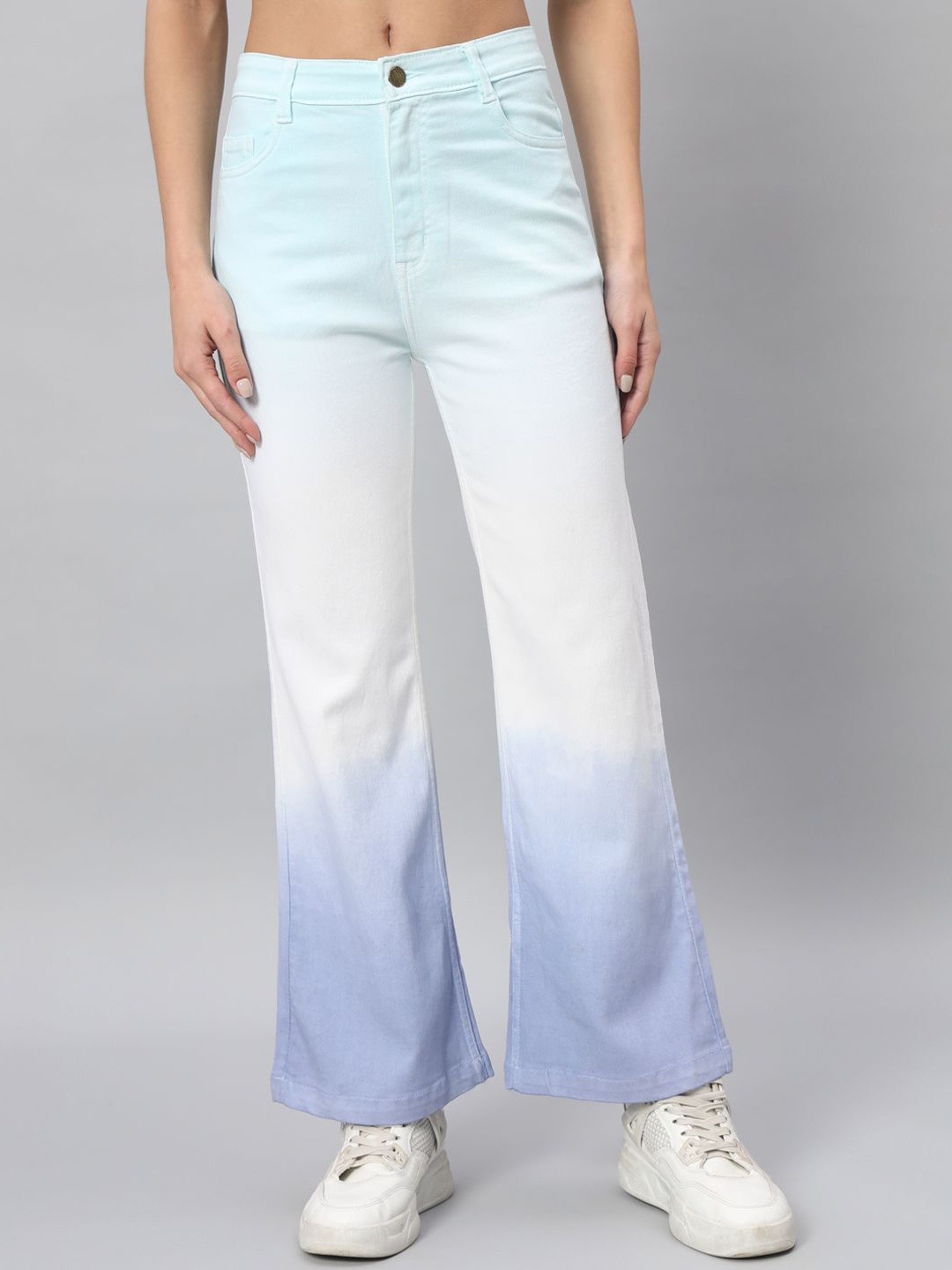 

The Roadster Lifestyle Co Women High Rise Flared Jeans, Blue