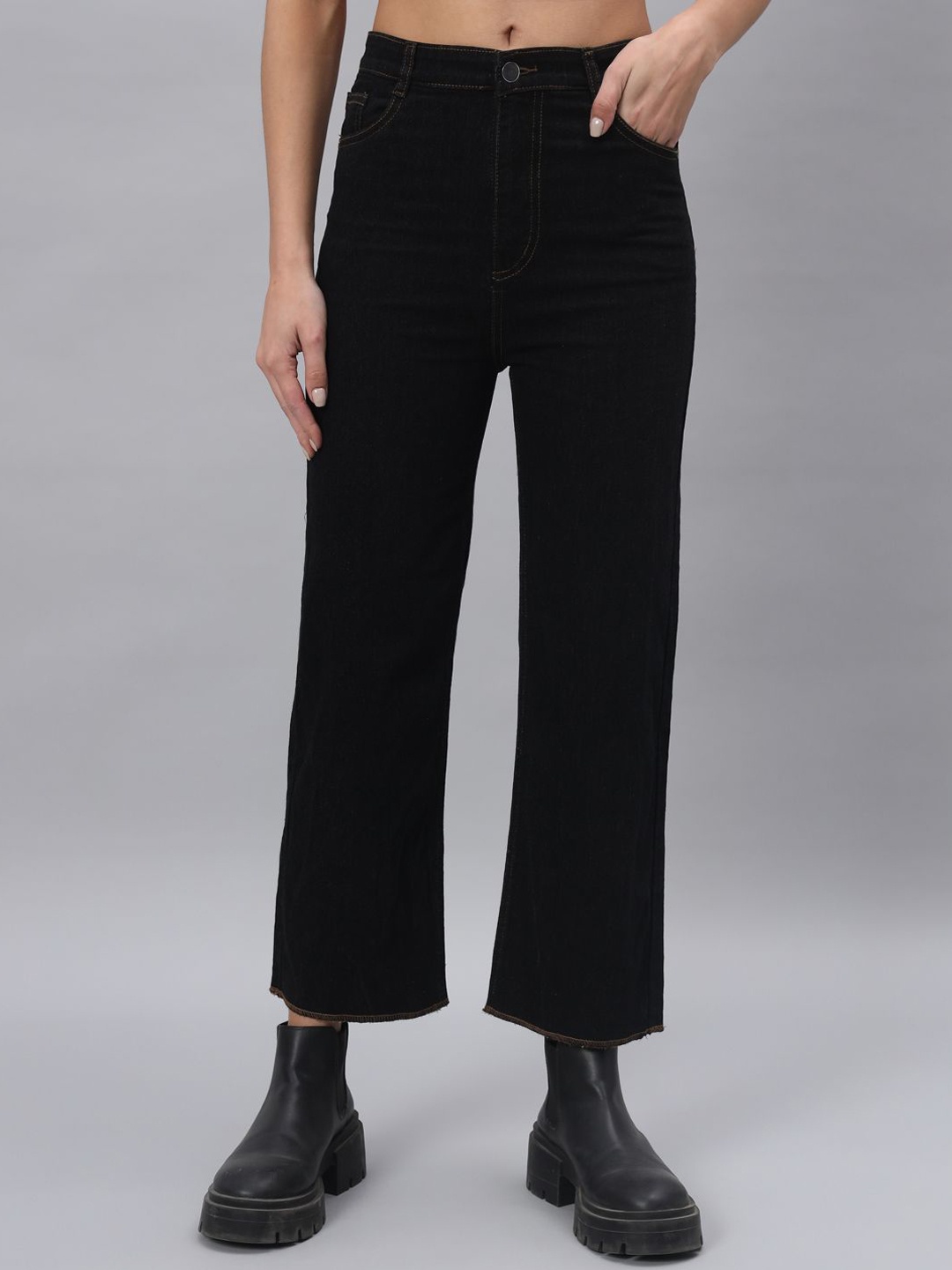 

The Roadster Lifestyle Co High Rise Flared Fit Jeans, Black