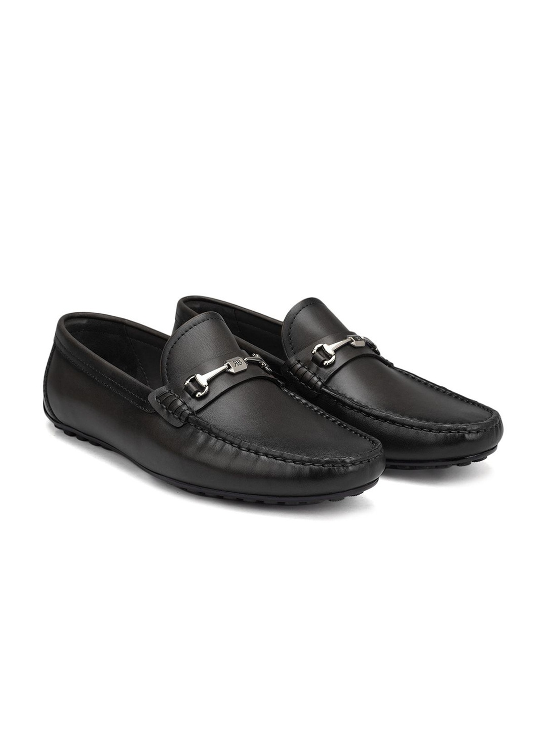 

ROSSO BRUNELLO Men Leather Formal Loafers, Black