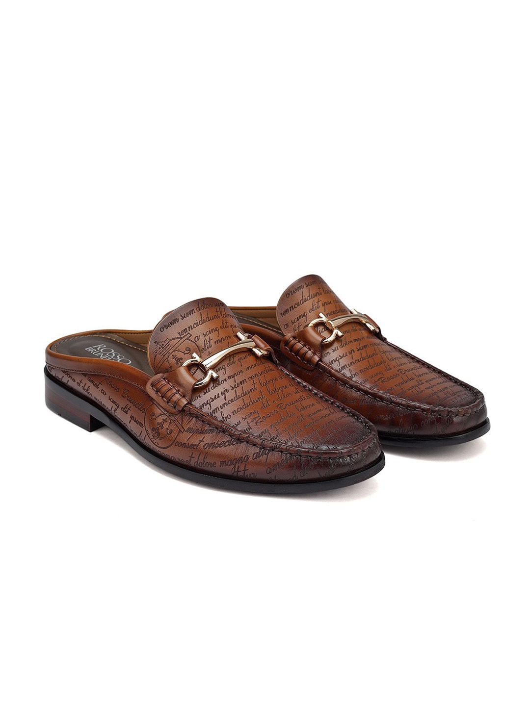 

ROSSO BRUNELLO Men Textured Leather Formal Loafer, Tan