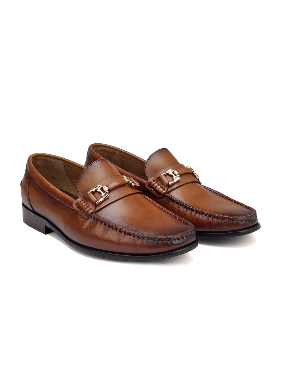 

ROSSO BRUNELLO Men Leather Formal Loafers, Tan