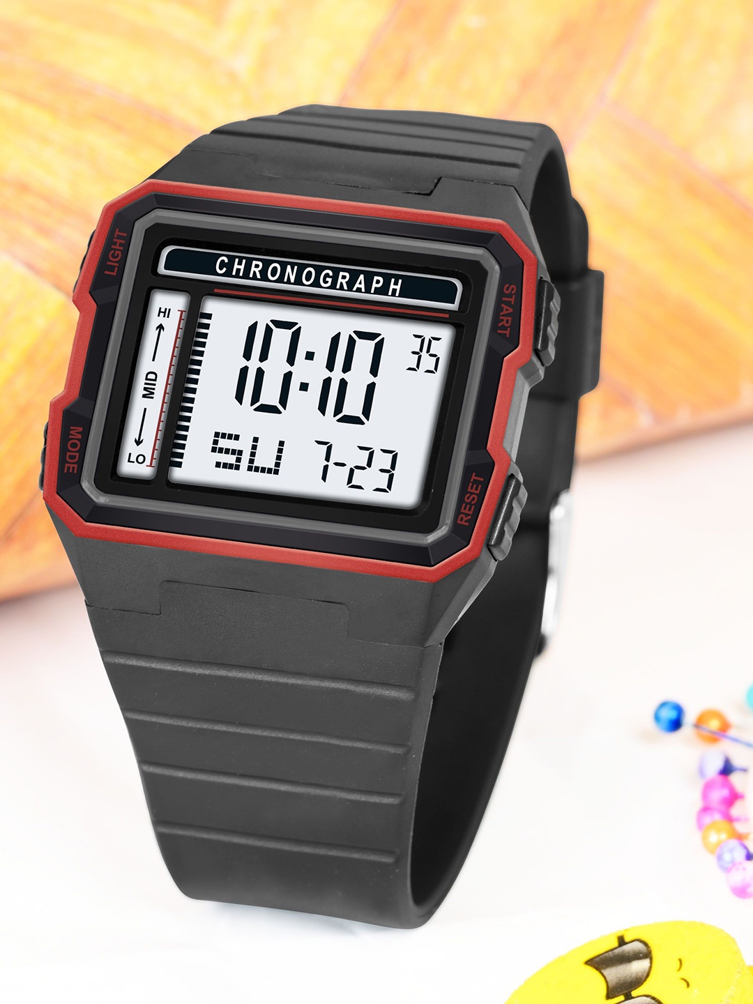 

Franklord Men Brass Dial & Bracelet Style Straps Digital Watch F-146 BRG A, Black