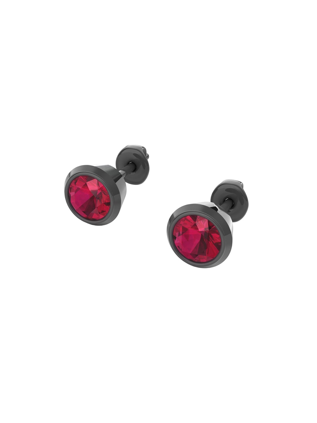 

VELVET IMPERIAL Silver-Plated Contemporary Stainless Steel Studs, Black