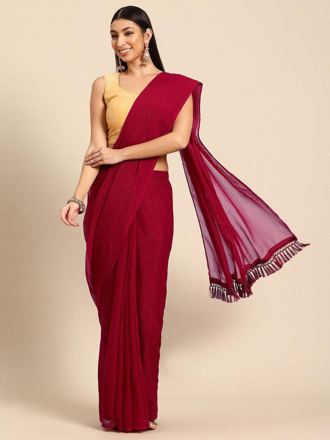 

Tikhi Imli Mukaish Ready to Wear Saree, Red
