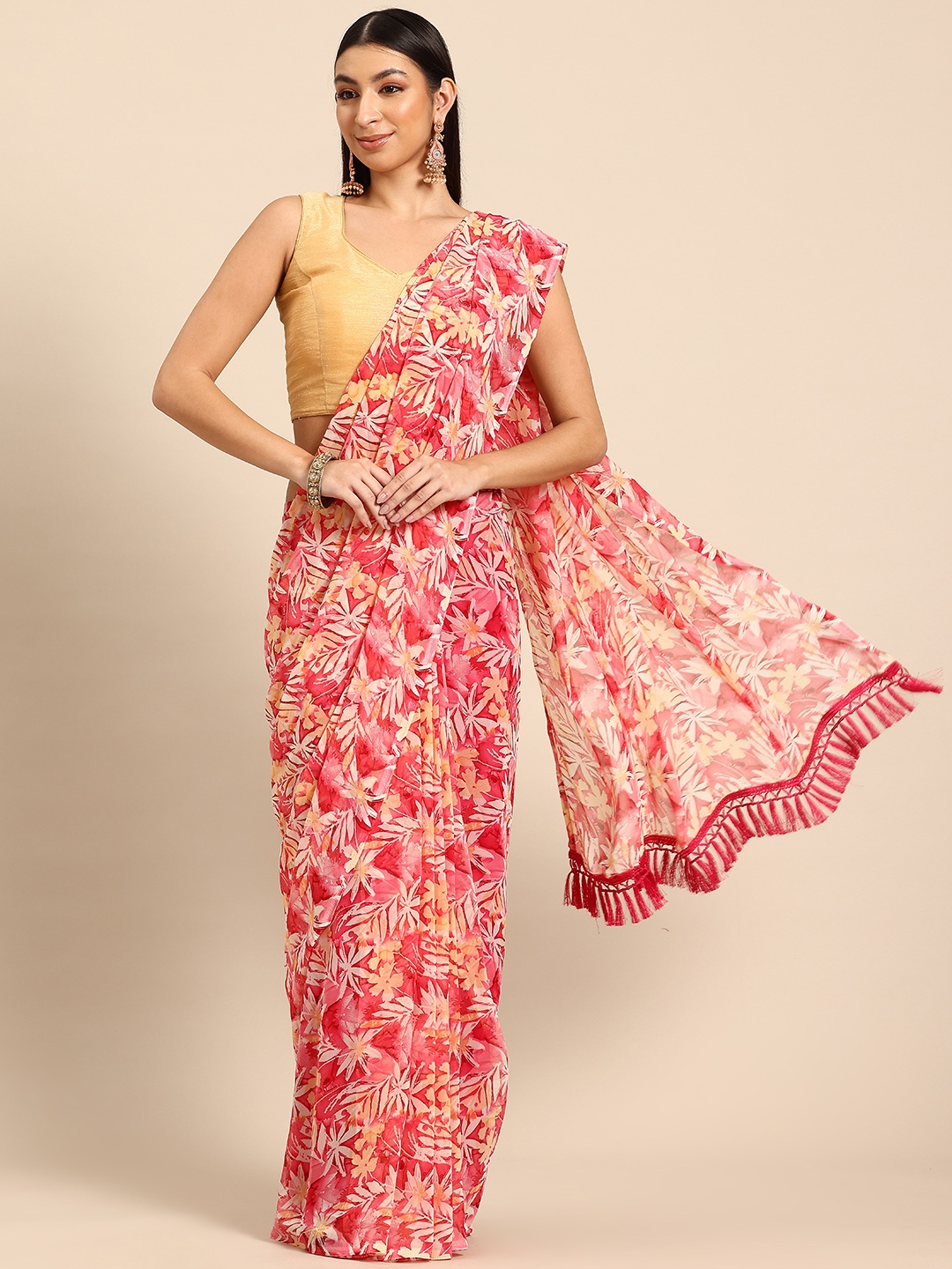 

Tikhi Imli Floral Printed Saree, Pink