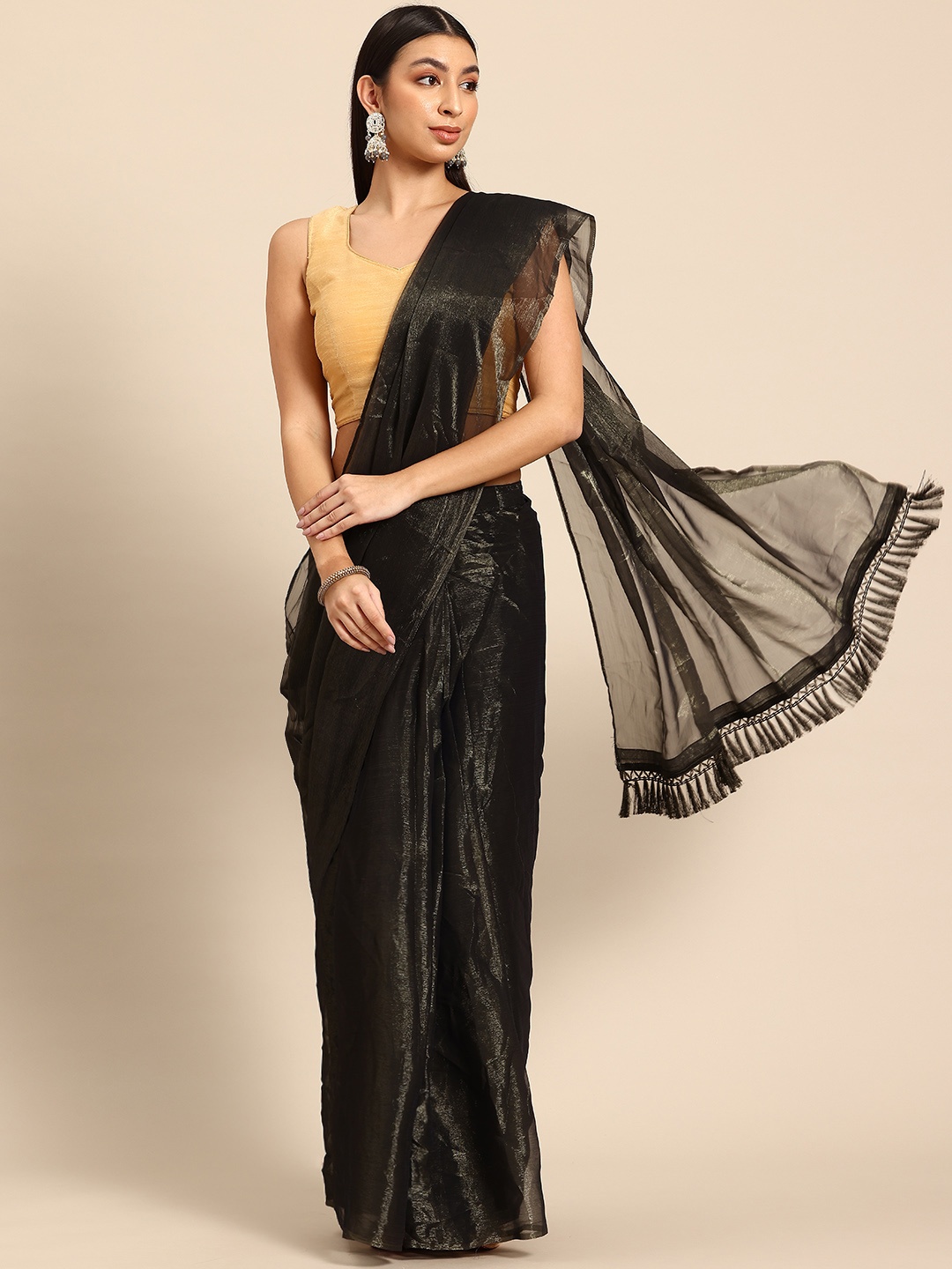 

Tikhi Imli Shimmer Saree, Black