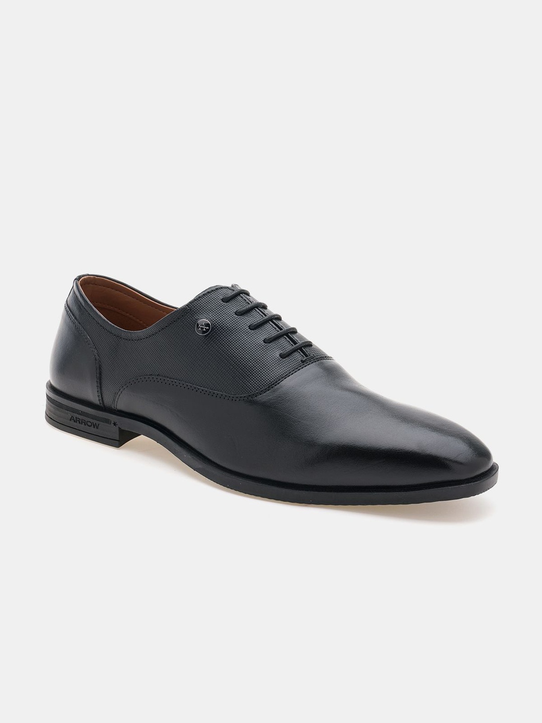 

Arrow Men Textured Leather Oxfords Formal Shoes, Black