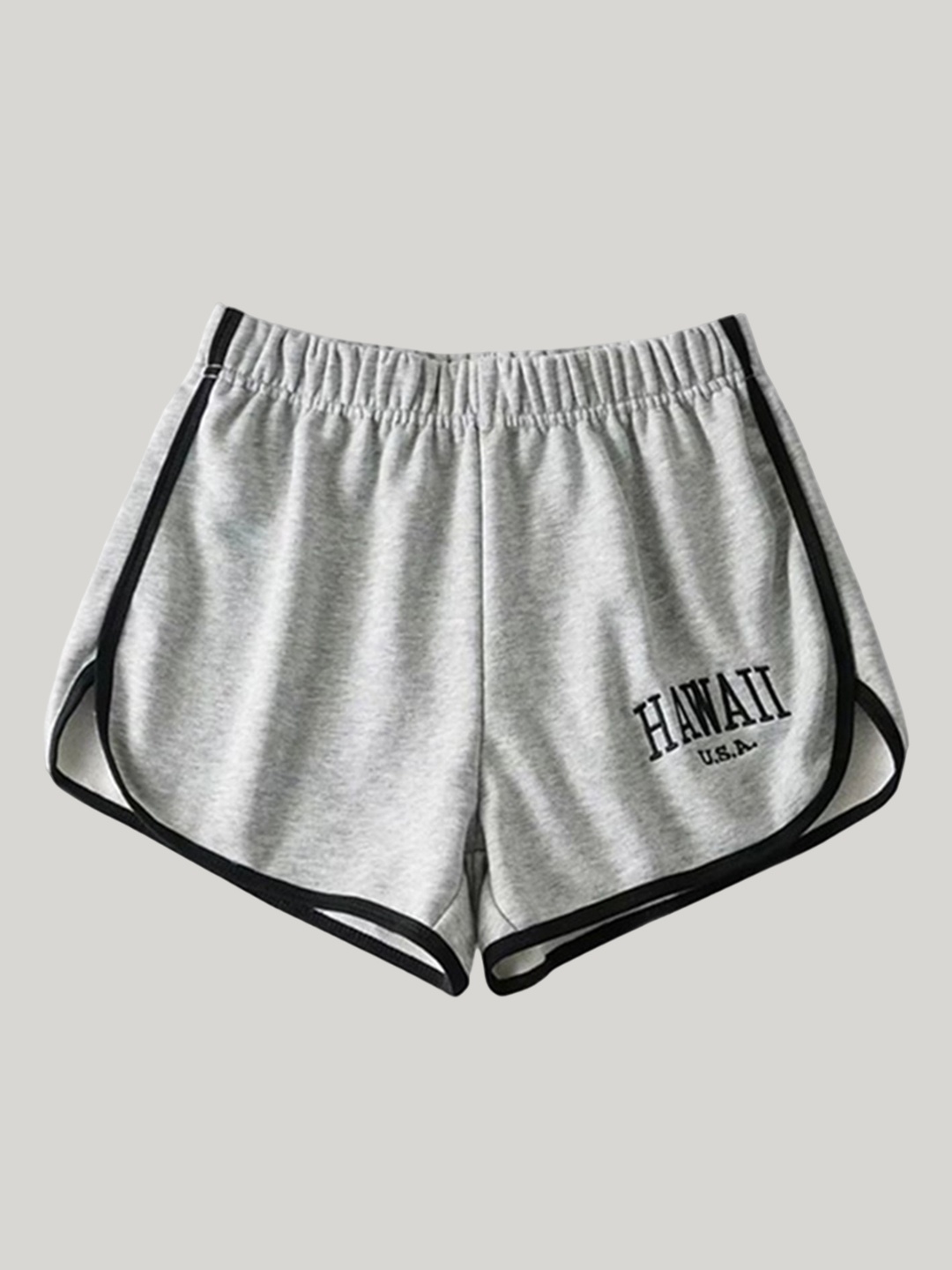 

LULU & SKY Women Typography Printed Slip-On Mid Rise Regular Shorts, Grey