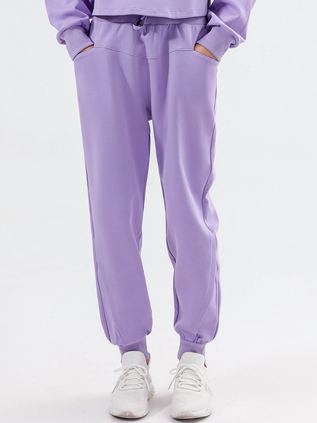 

LULU & SKY Women Cotton High Rise Regular Fit Joggers, Purple