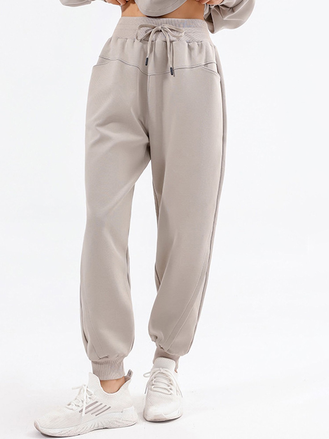 

LULU & SKY Women Activewear Cotton Joggers, Beige
