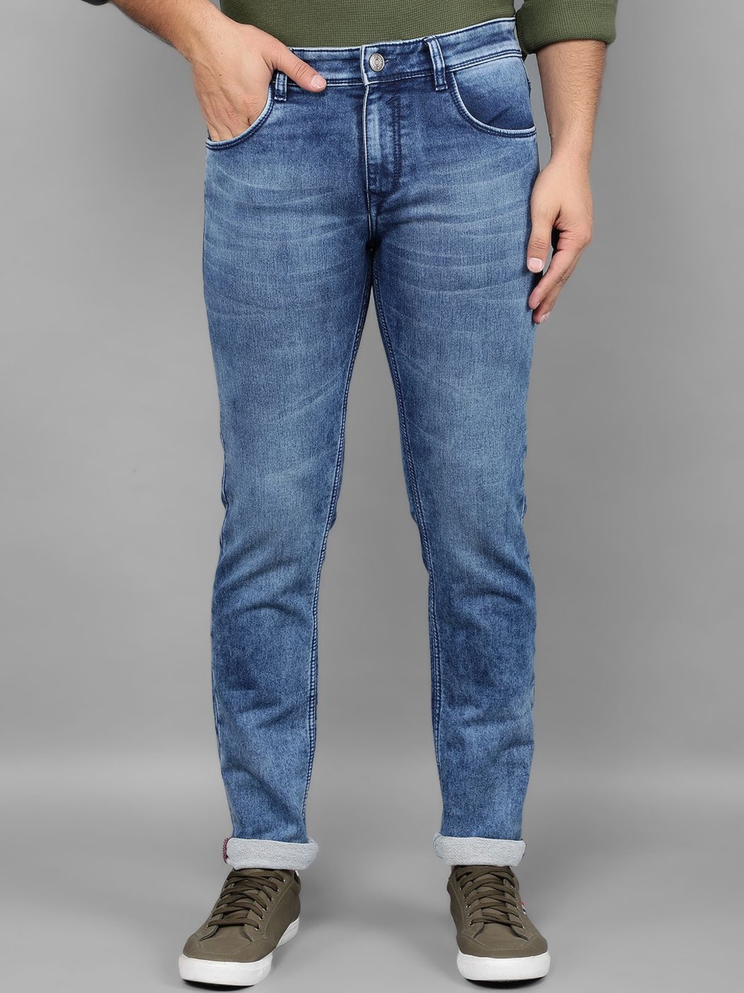 

American Archer Men Smart Skinny Fit Heavy Fade Stretchable Jeans, Blue