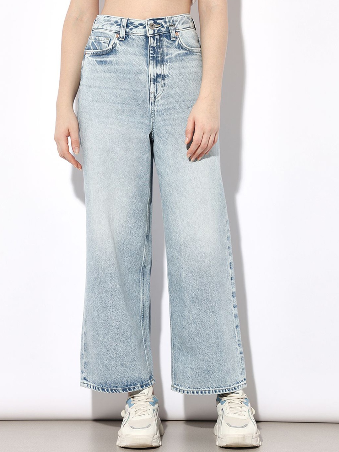 

ONLY Women Wide Leg High-Rise Heavy Fade Jeans, Blue