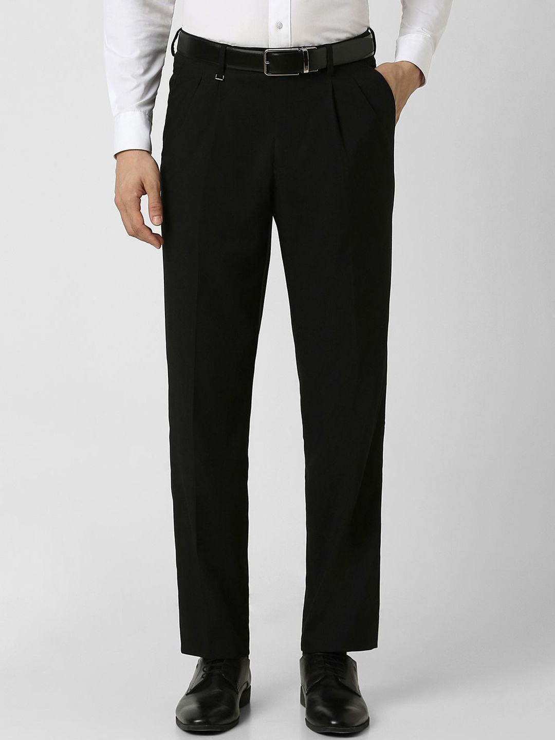 

Van Heusen Men Mid-Rise Formal Trousers, Black