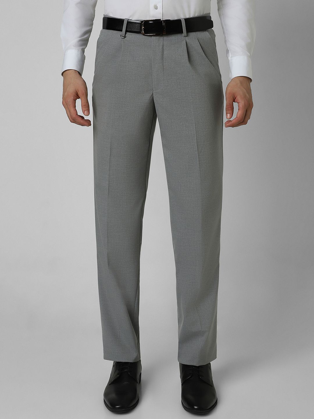 

Van Heusen Men Textured Mid Rise Regular Fit Formal Trousers, Grey