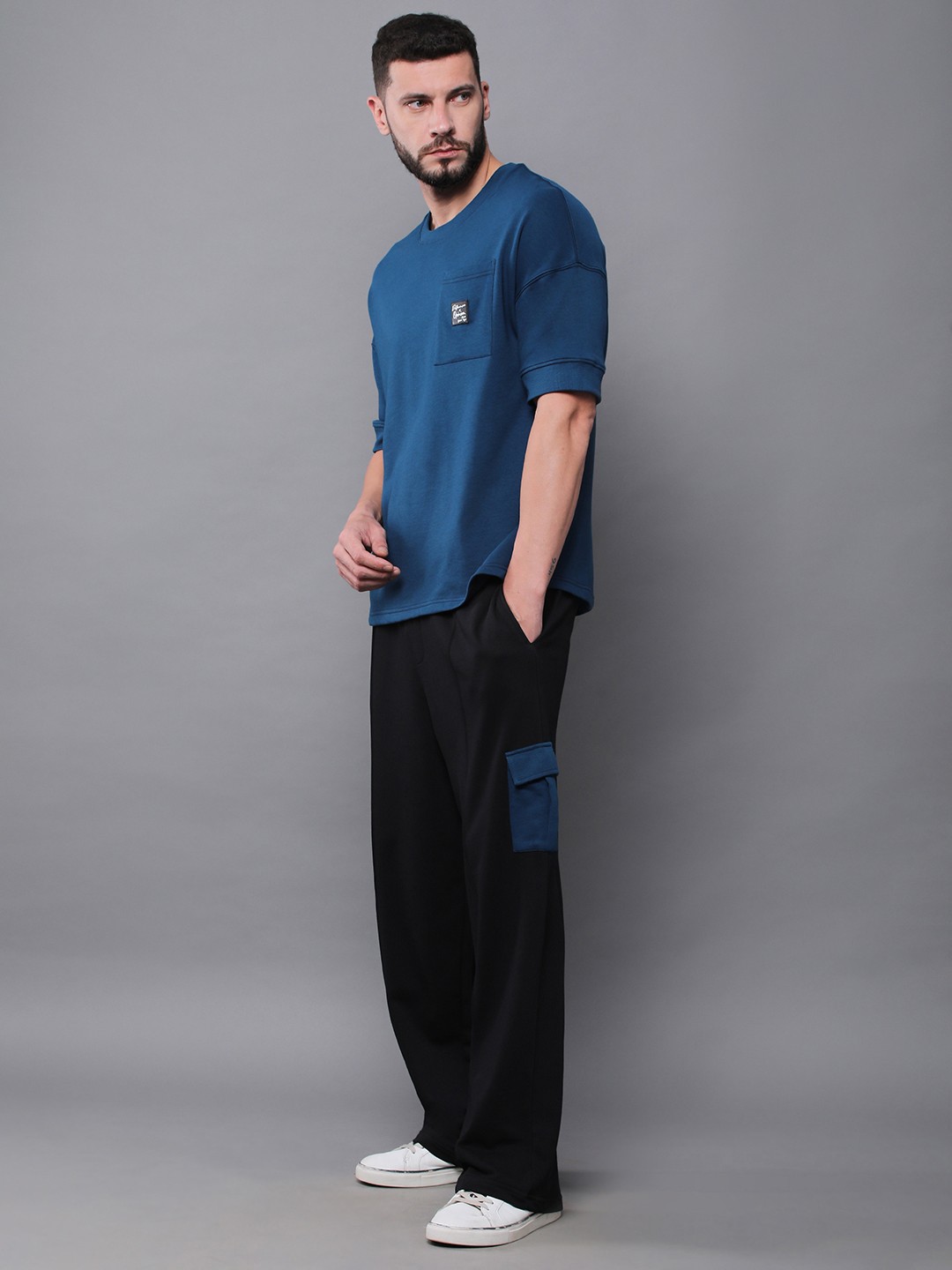

Difference of Opinion Oversized Drop Shoulder Ultra Soft Drapey Cotton Co-Ords Set, Turquoise blue