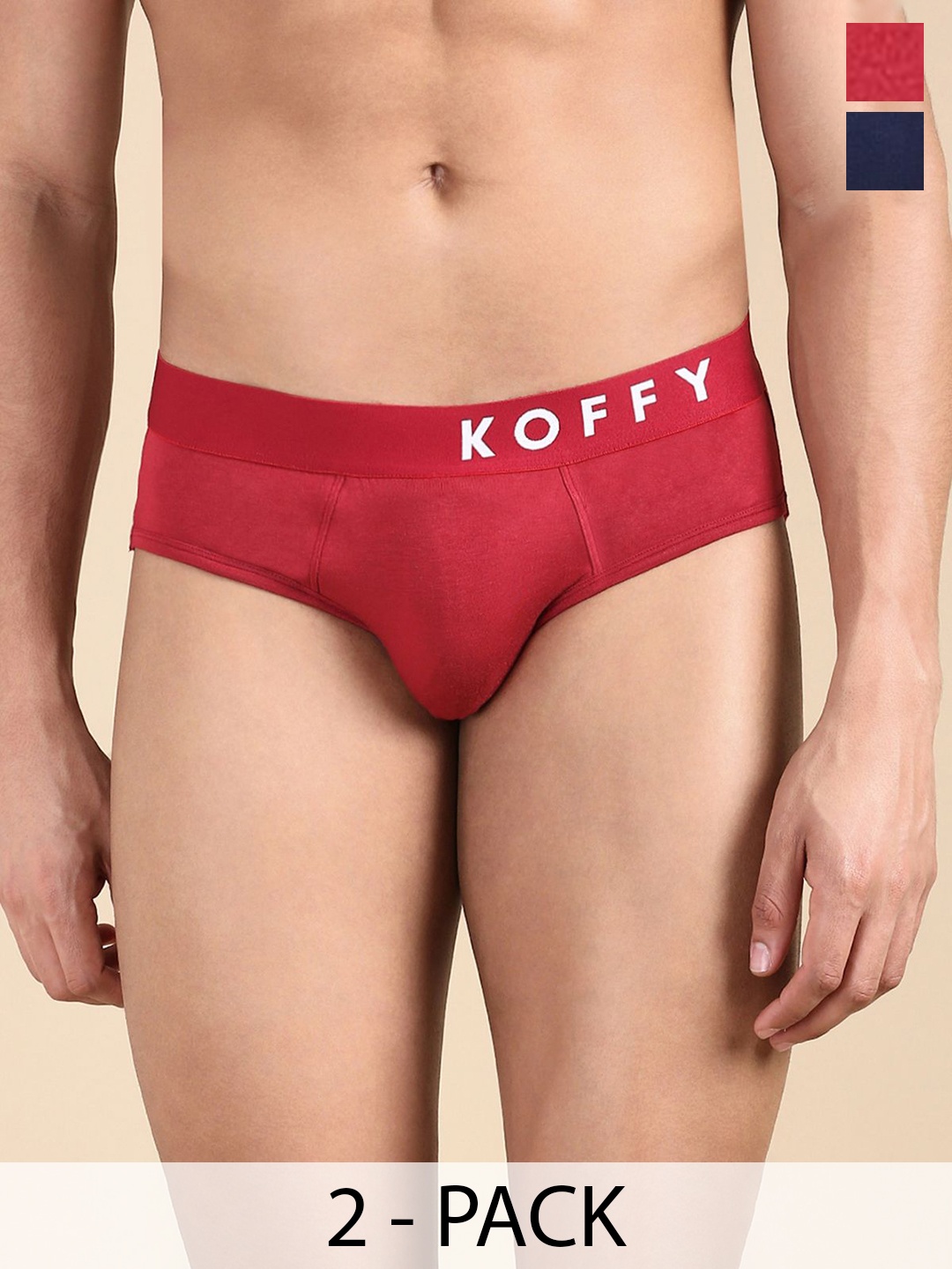 

KOFFY Pack Of 2 Eco-Friendly Basic Briefs KOFFY_KI36_MNRD_NB_2PC, Red