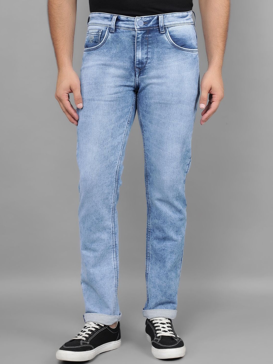 

Canary London Men Smart Slim Fit Low-Rise Heavy Fade Stretchable Jeans, Blue