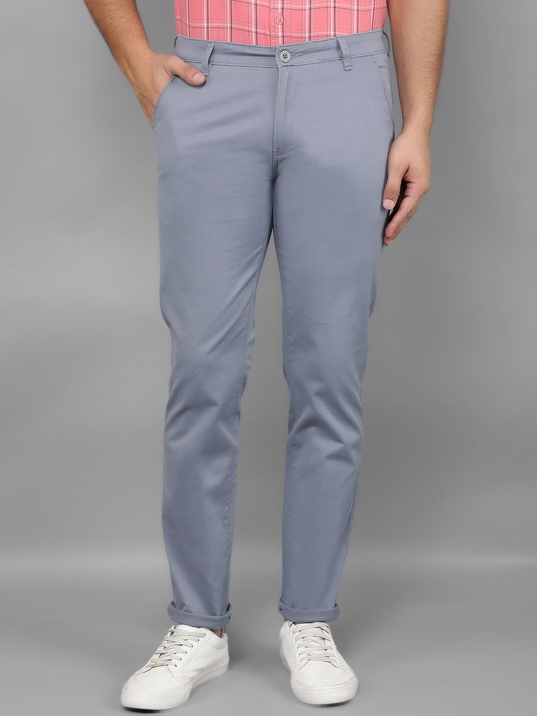 

Canary London Men Smart Slim Fit Wrinkle Free Chinos Trousers, Grey