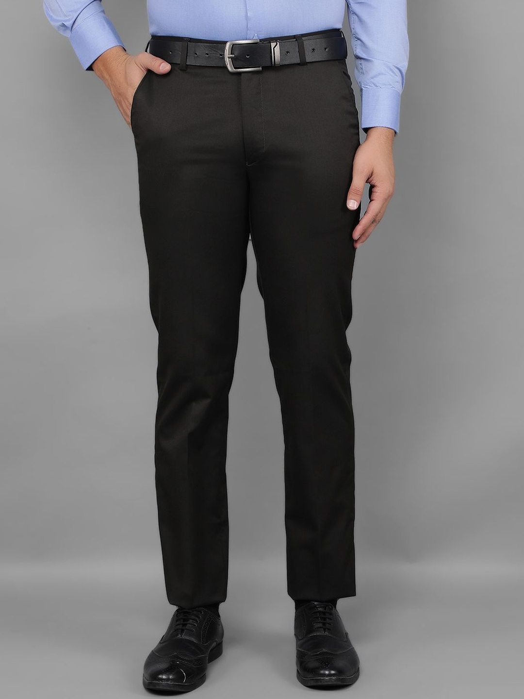 

Canary London Men Smart Slim Fit Wrinkle Free Formal Trousers, Brown