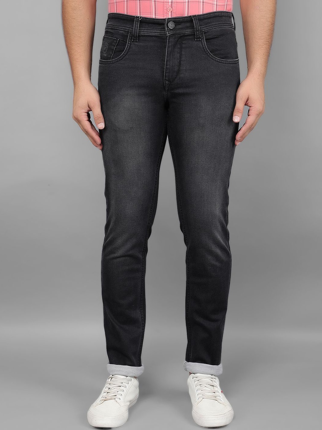 

Canary London Men Smart Skinny Fit Mid-Rise Heavy Fade Stretchable Jeans, Black