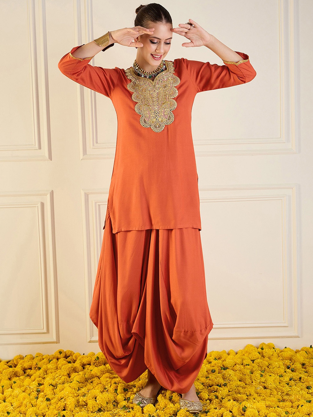 

Shae by SASSAFRAS Embroidered Tunic With Skirt, Rust