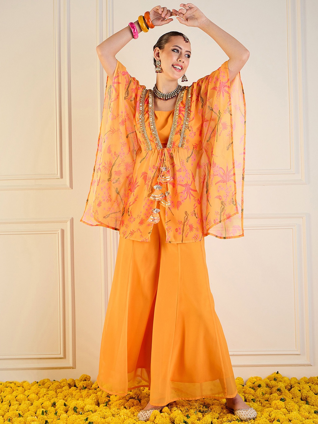 

Shae by SASSAFRAS Printed Top & Palazzos, Mustard