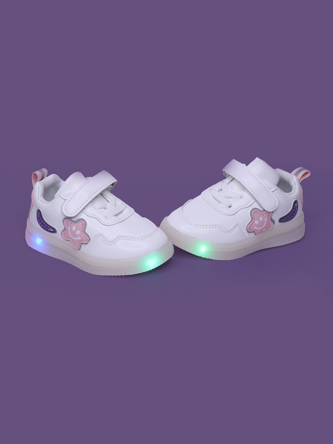 

BAESD Unisex Kids Printed PU Round Toe Sneakers, White