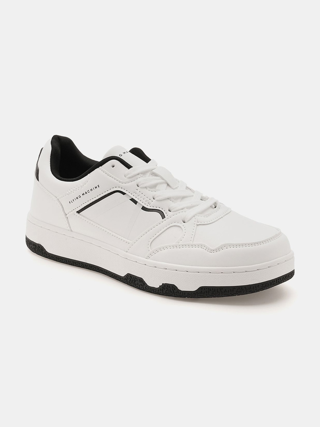 

Flying Machine Men PU Round Toe Lace-Ups Sneakers, White