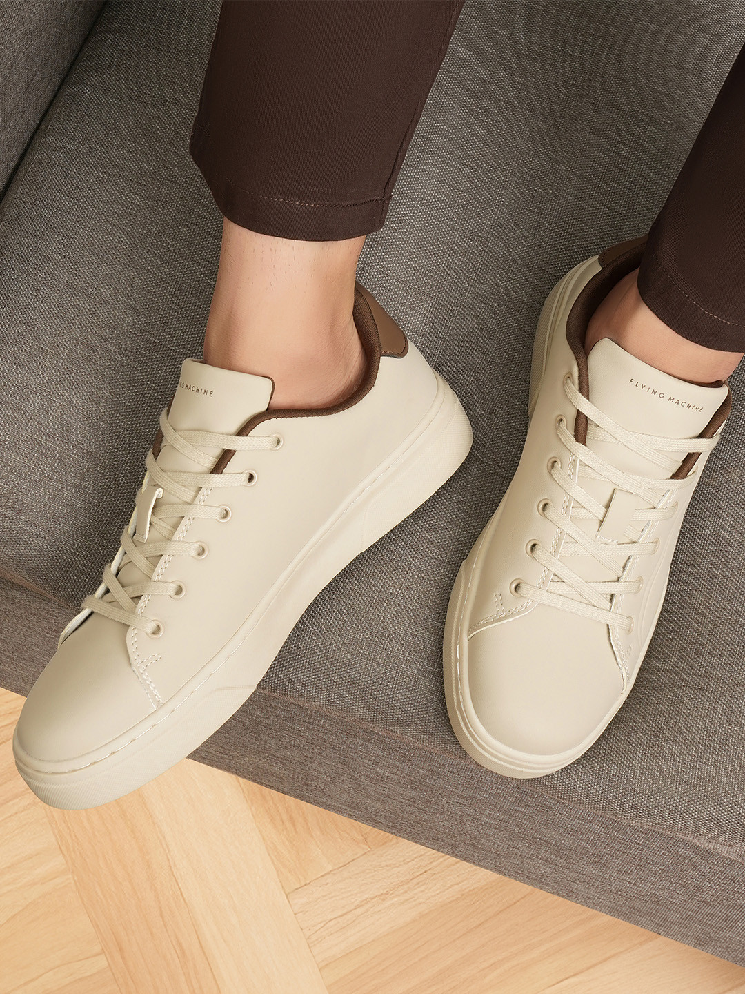 

Flying Machine Men PU Sneakers, Beige
