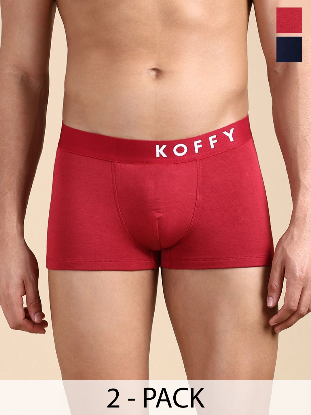 

KOFFY Men Pack of 2 Short Trunks KOFFY_KI37_MNRD_NB_2PC, Maroon