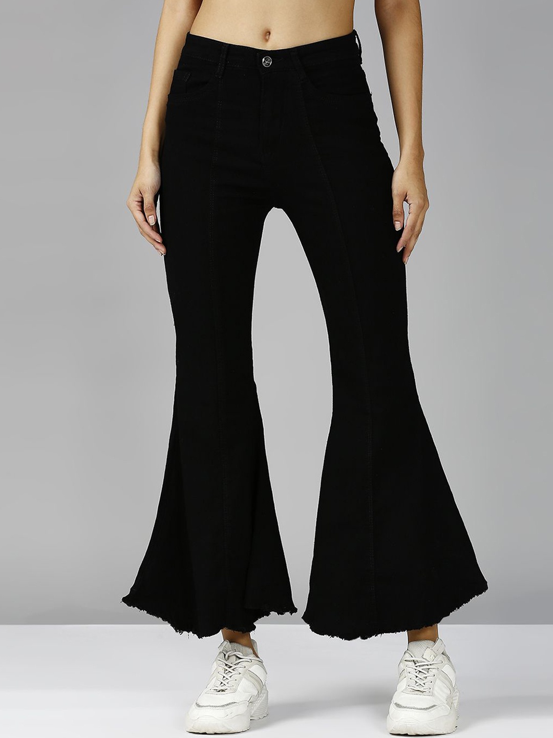 

The Roadster Lifestyle Co High Waist Stretchable Woodcut Jeans, Black