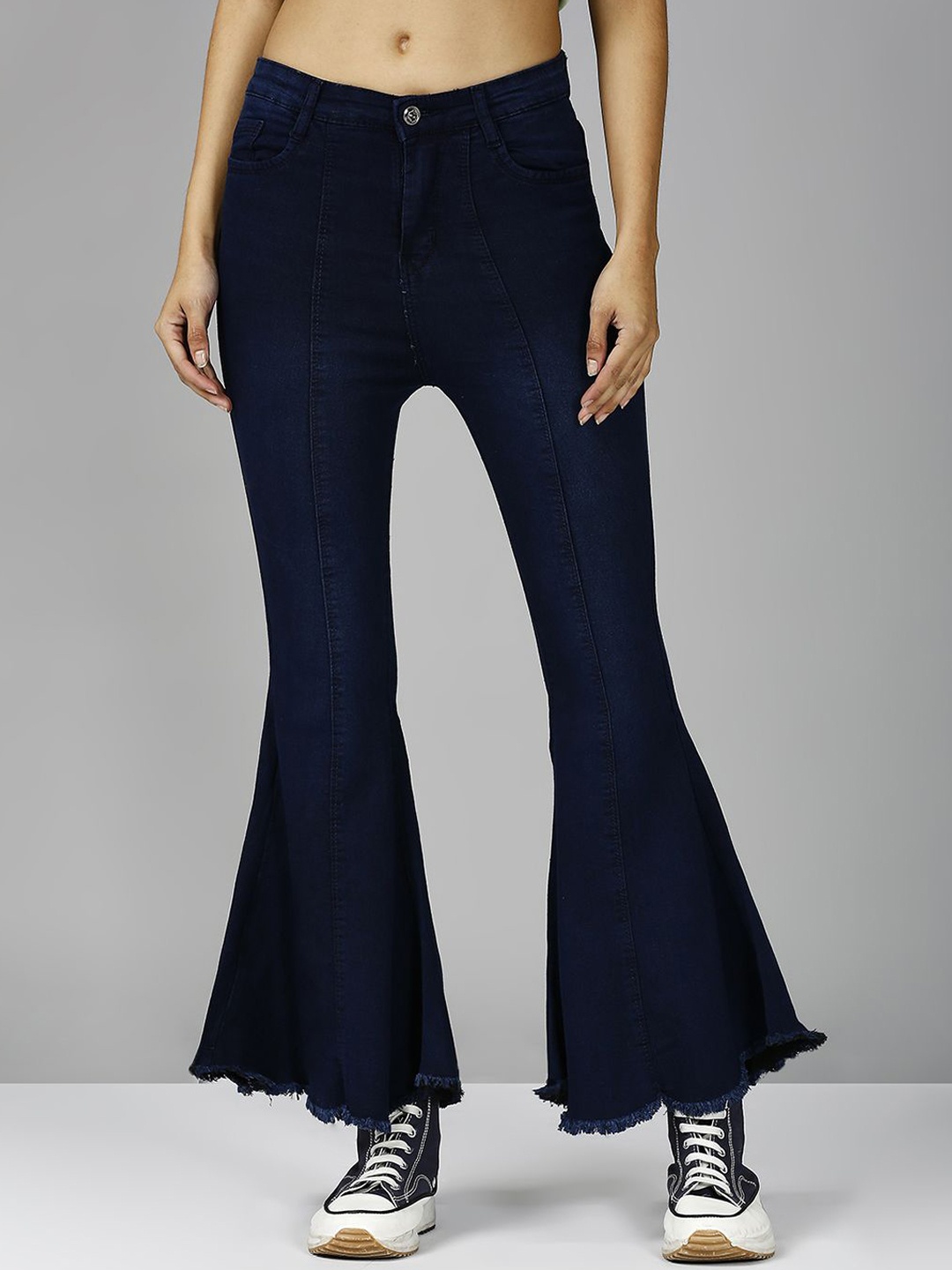 

The Roadster Lifestyle Co. High Waist Cotton Relaxed-Fit Stretchable Jeans, Navy blue