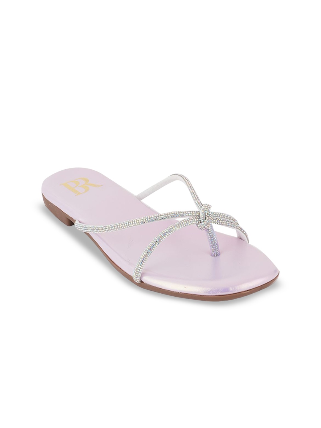 

Bella Rosa Women Embellished T-Strap Flats, Purple