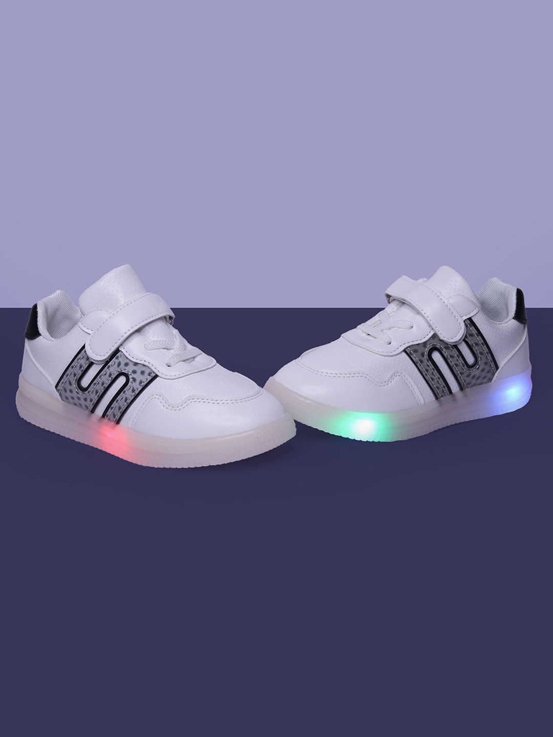 

FEETWELL SHOES Unisex Kids Colourblocked PU Sneakers, White