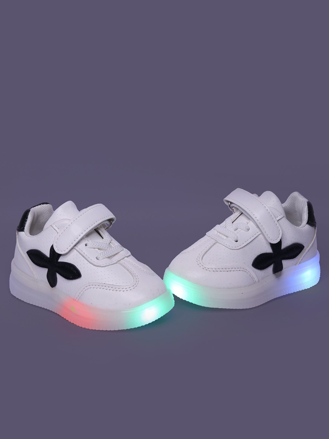

FEETWELL SHOES Unisex Kids Printed Round Toe PU Sneakers, White