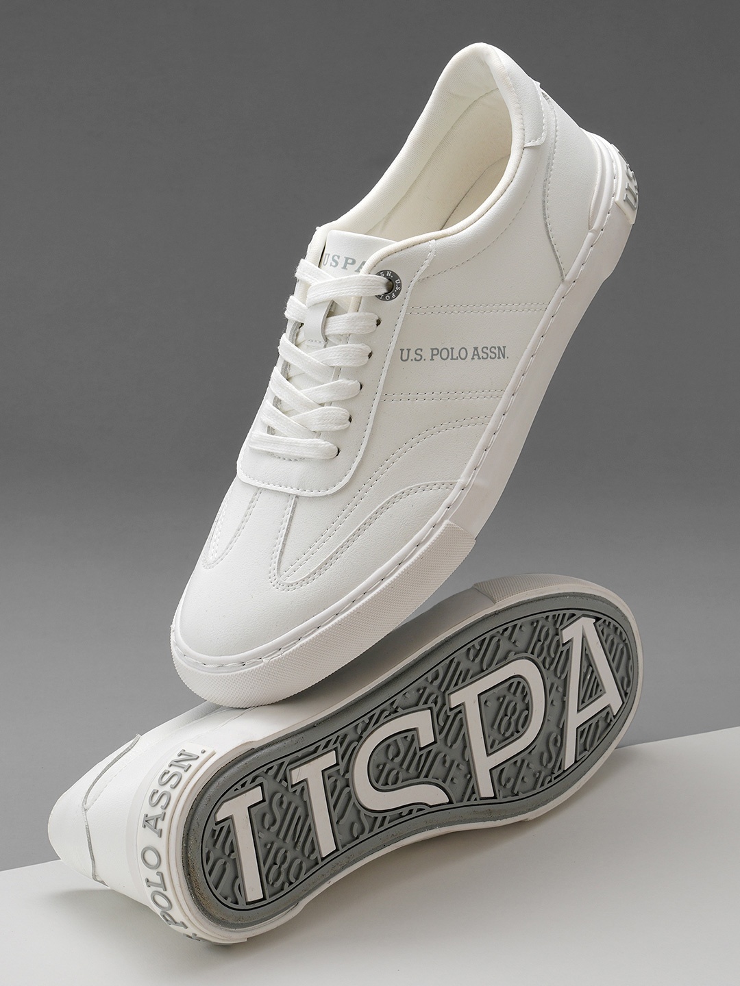 

U.S. Polo Assn. Men PU Round Toe Lace-Ups Sneakers Gian, White