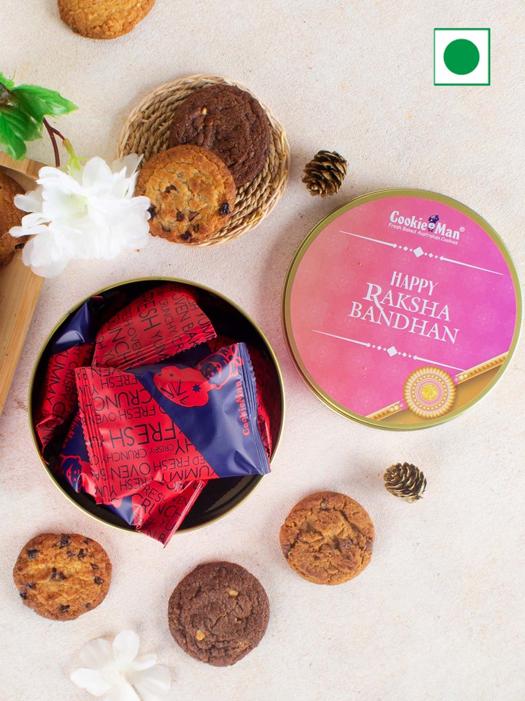 

Cookieman Raksha Bandhan Gift Pack for Brother Magenta Tin- 300g