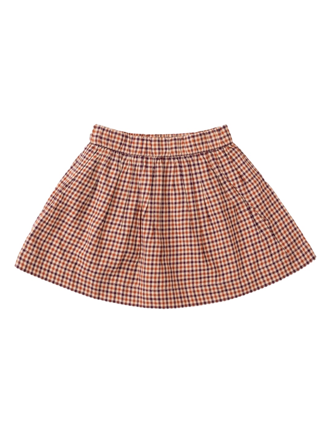 

AMPED Girls Gingham Checked Cotton Flared Mini Skirts, Brown