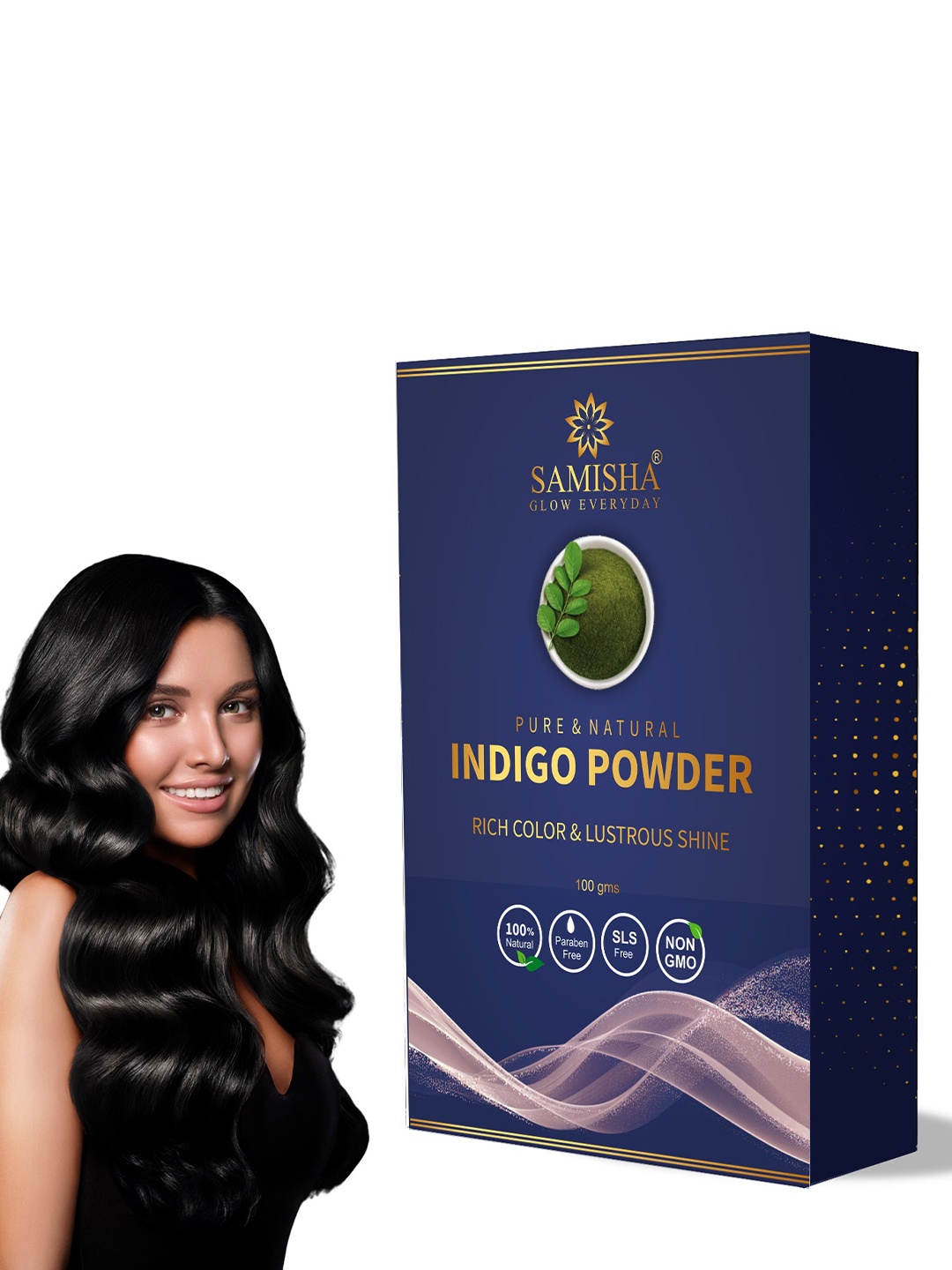 

SAMISHA Indigo Powder for Rich Color & Lustrous Free- 100gm, Green