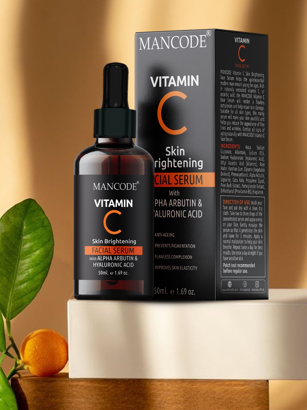 

MANCODE Vitamin C Skin Brightening Facial Serum 50ml, Black