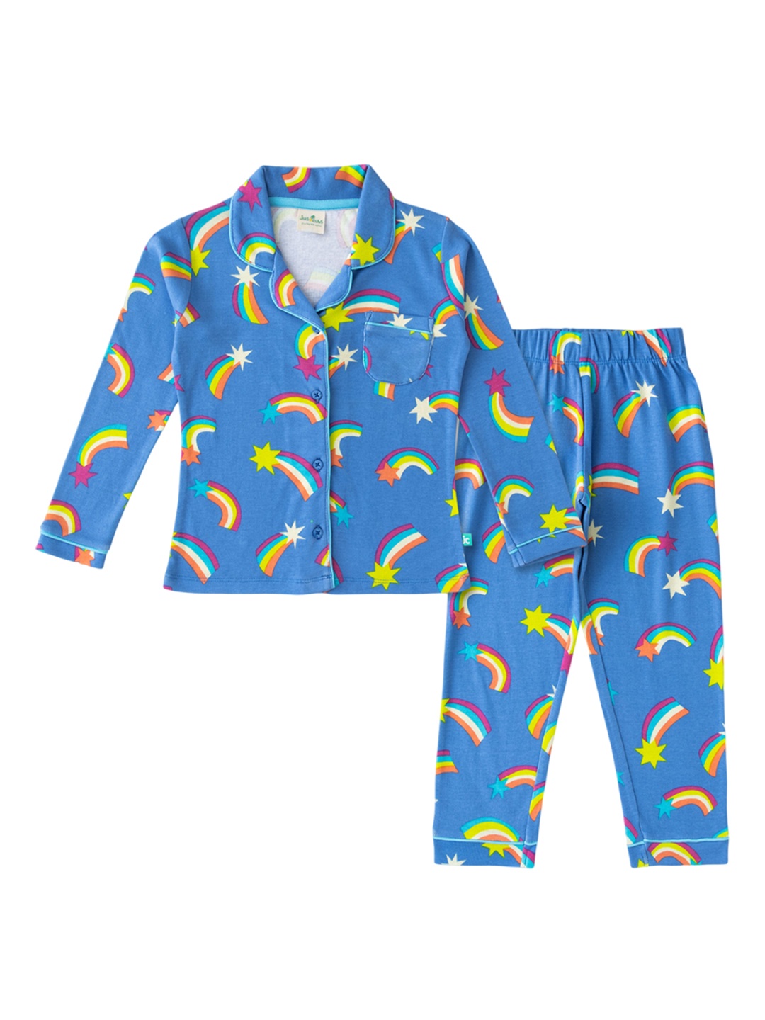 

JusCubs Girls Printed Pure Cotton Night suit, Blue