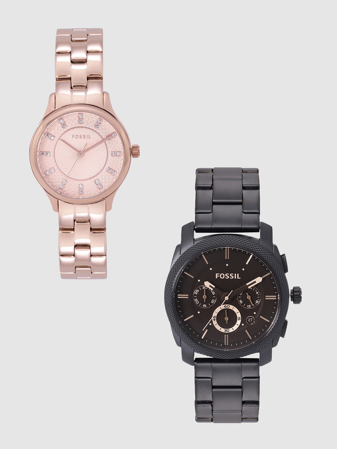 

Fossil Unisex Set Of 2 Textured Analogue Watches 9037395-1-13144838-1, Rose gold