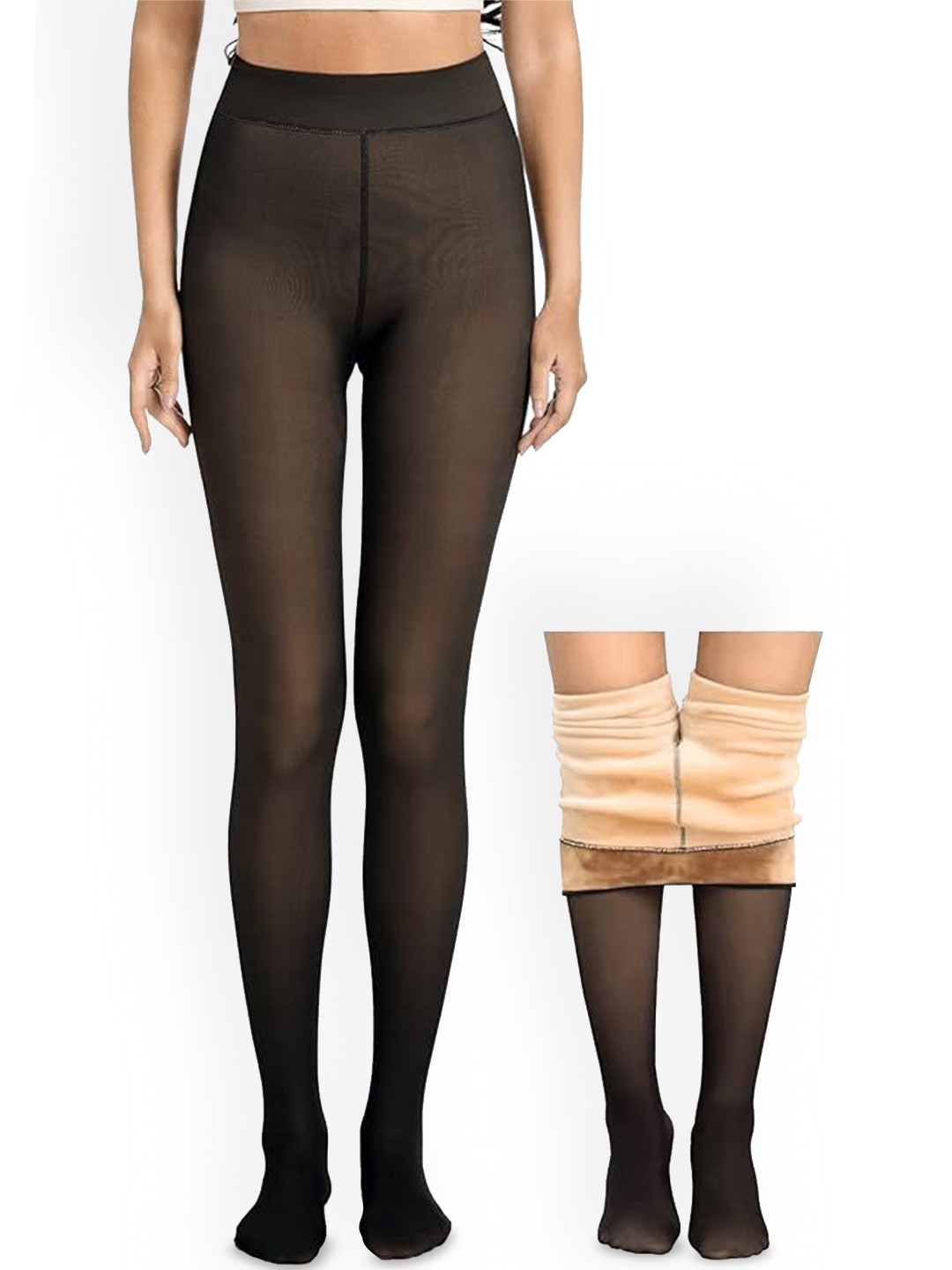 

Alexvyan Winter DualTone Fleece Thermal Stockings, Brown