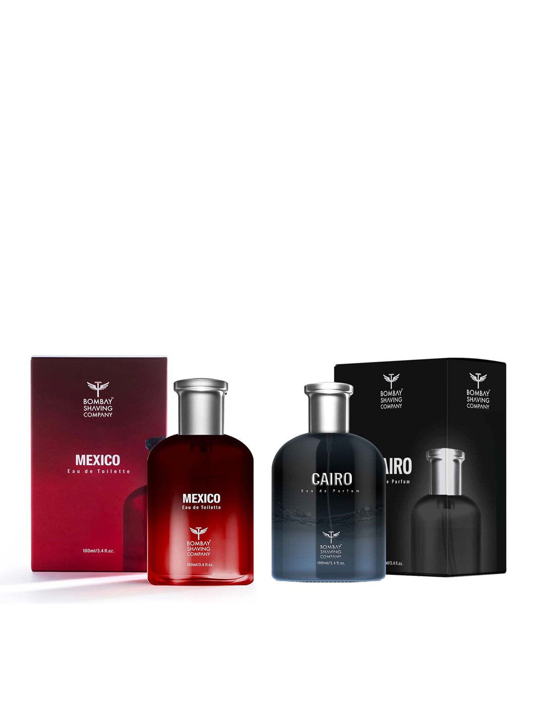 

Bombay Shaving Company Men Cairo Eau De Parfum & Mexico Eau De Toilette Set - 100 ml each, Black