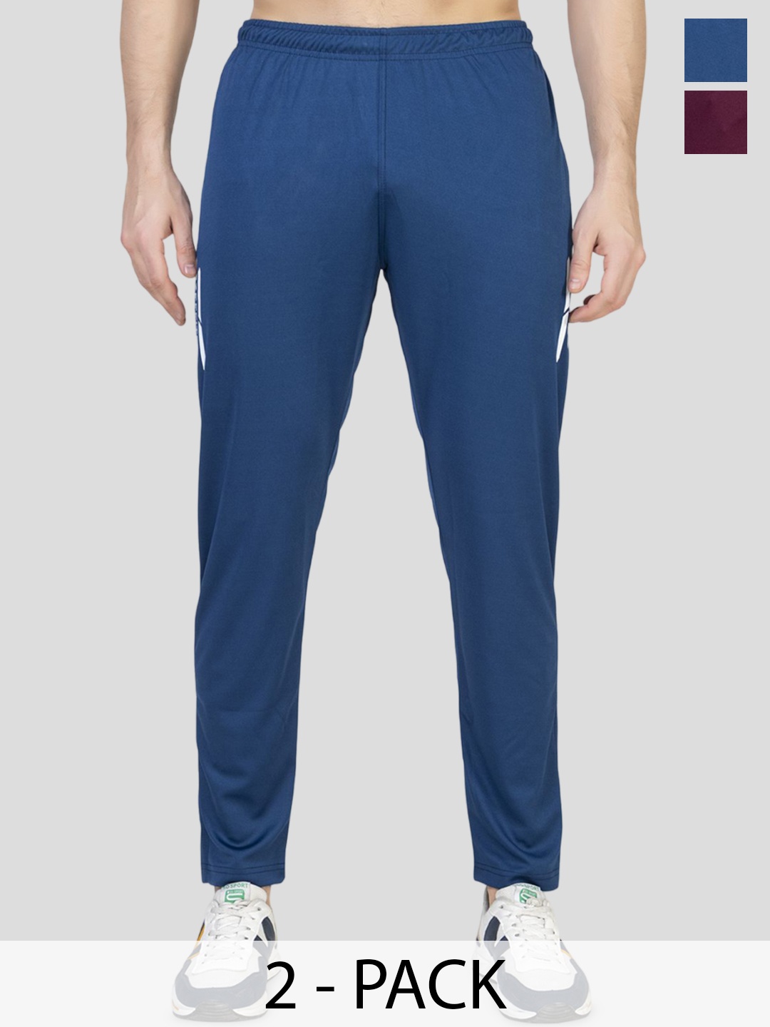 

ZEFFIT Men Pack Of 2 Printed Mid-Rise Track Pants, Blue