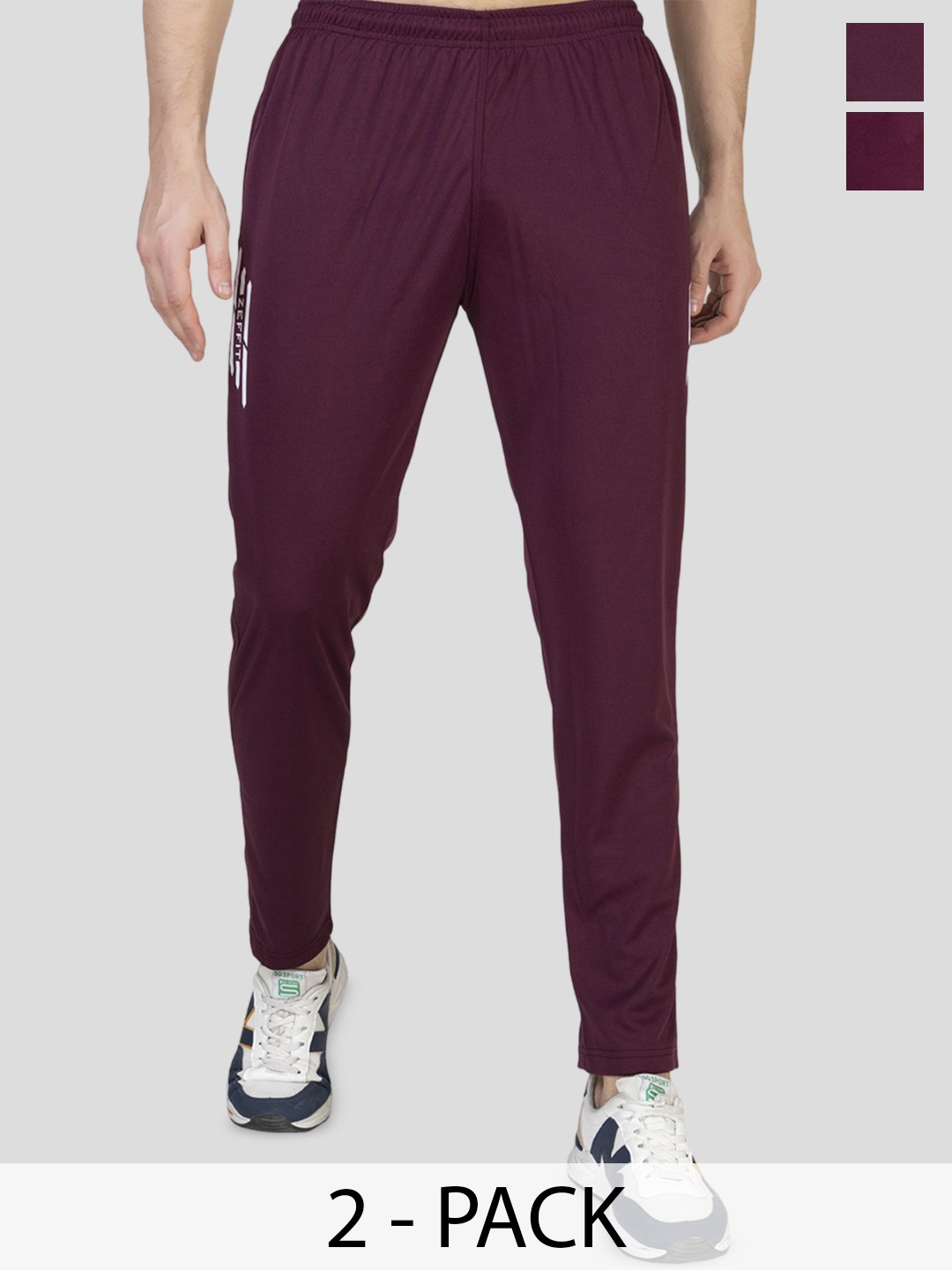 

ZEFFIT Men Pack Of 2 Mid-Rise Track Pant, Maroon