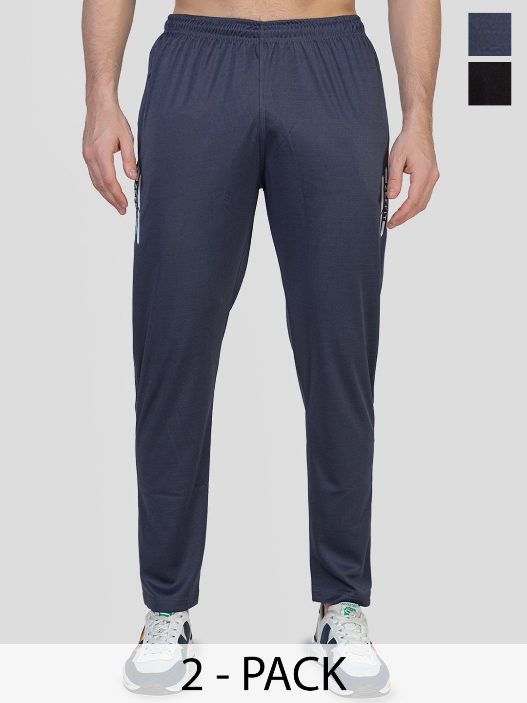 

ZEFFIT Men Pack Of 2 Regular Fit Track Pants, Black