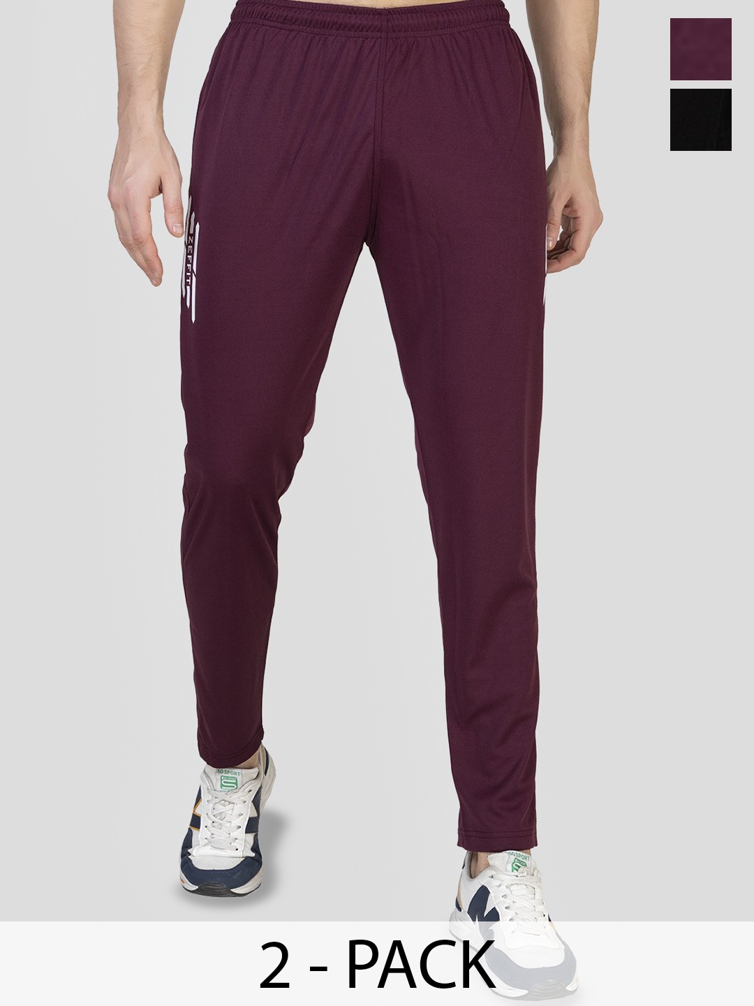 

ZEFFIT Men Pack of 2 Printed Mid Rise Regular Fit Track Pants, Maroon